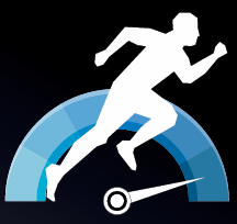 A figure sprinting over a speedometer, representing enhanced athletic performance